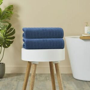 Mainstays Performance Textured Quick Dry Bath Towel 54"x 30" Indigo Set New